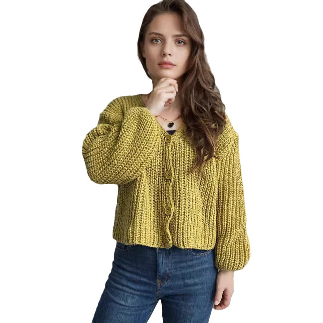 Damen Grobstrickjacke mit modischen Knopfdetails und lässigem Schnitt R&B
