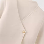 Damen elegante Wickeljacke mit Knopfdetails R&B