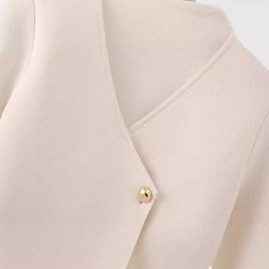 Damen elegante Wickeljacke mit Knopfdetails R&B