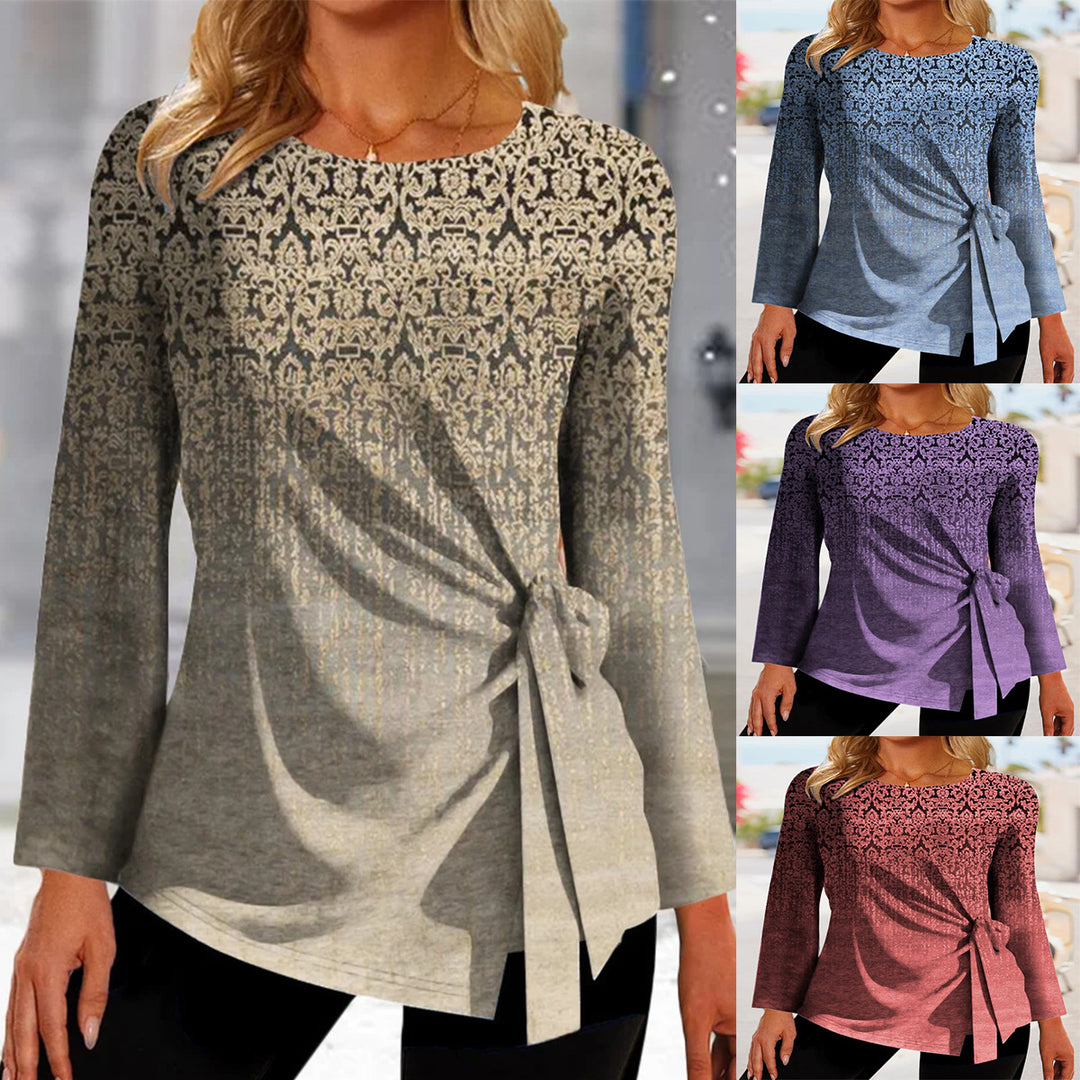 Damen Elegantes Oberteil mit Knoten-Detail und grafischem Muster R&B