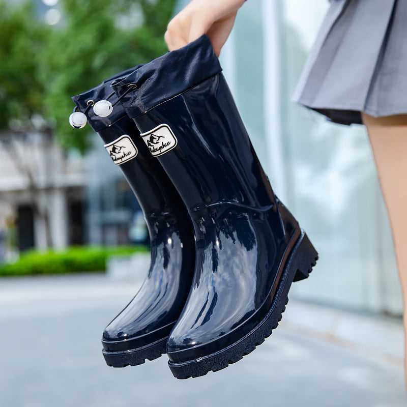 Damen Hochwertige und Stylische Gummistiefel mit Verstellbarem Schnürsystem R&B