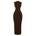Damen Figurbetontes Maxikleid mit hohem Kragen und seitlichen Cut-Outs R&B