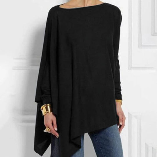 Damen nan drapierte Oversize-Tunika mit schrägem Zipfelsaum und weiten Fledermausärmeln R&B