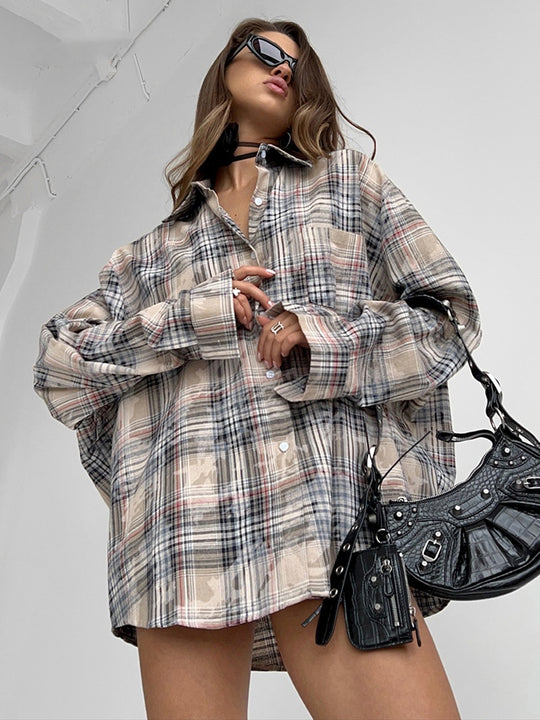 Damen Karierte Overshirtjacke R&B