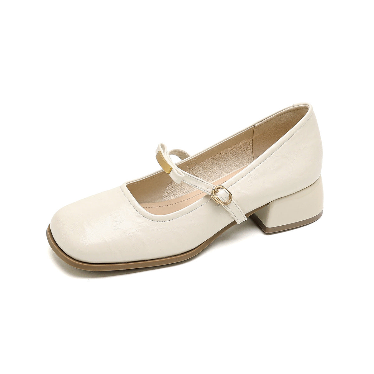 Damen Ballerinas mit elegantem Riemchen und modischem Blockabsatz