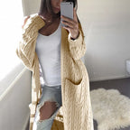 Damen Strickjacke mit Kabelmuster und großen Taschen R&B