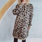 Damen Grobstrickkleid im modernen Leopardenmuster R&B