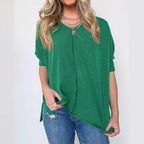 Damen lässiges V-Neck Oberteil mit strukturiertem Design und lockerer Passform R&B