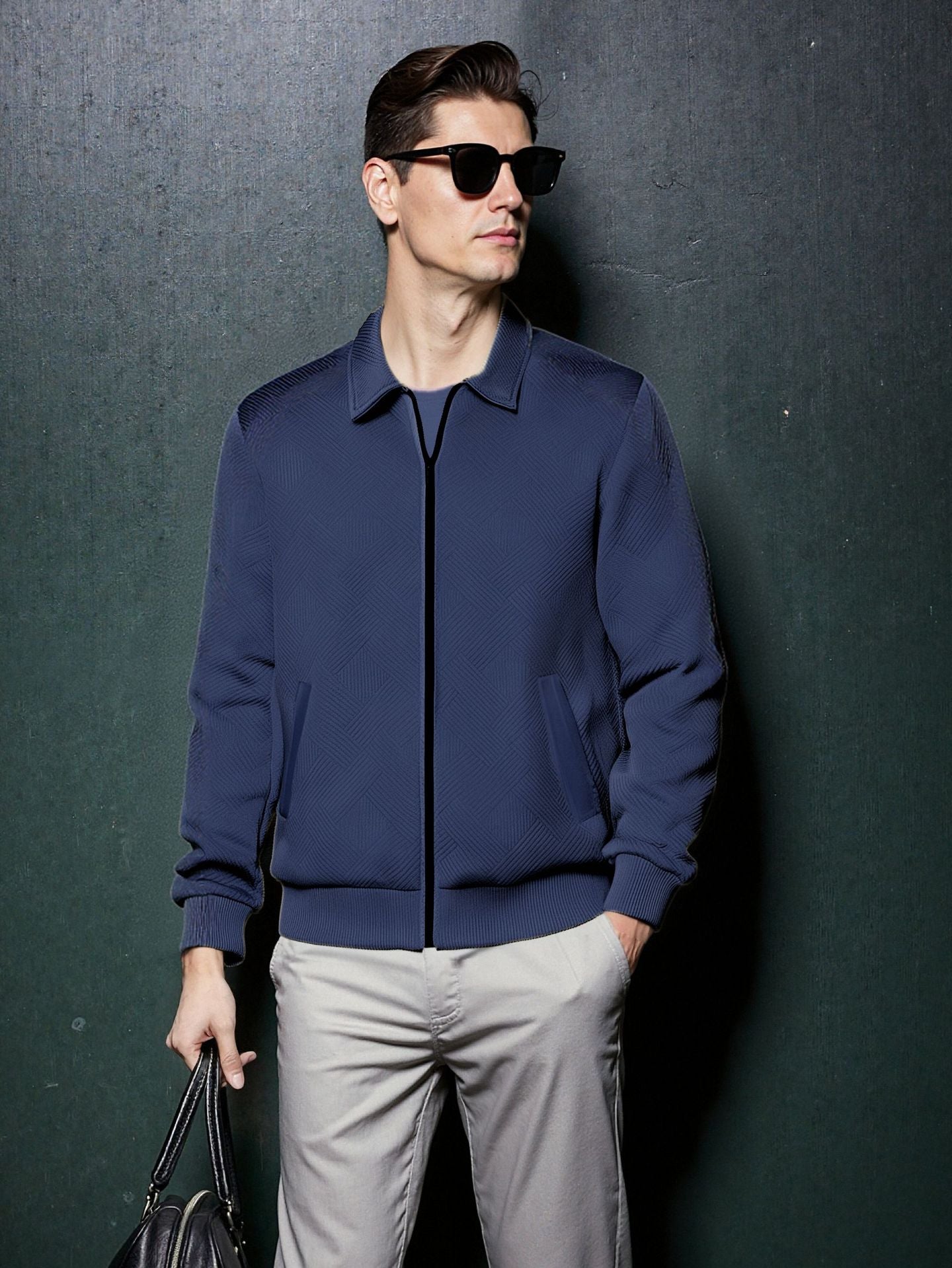 Herren sportliche Jacke mit strukturiertem Design und modernem Kragen R&B