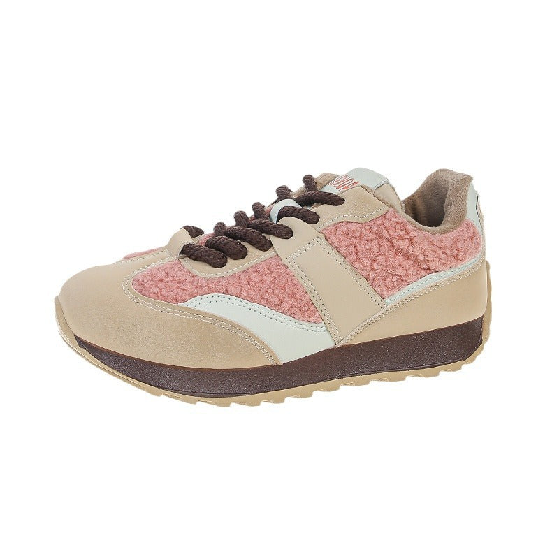 Damen Komfortable Sneaker mit flauschigem Obermaterial und stabiler Sohle