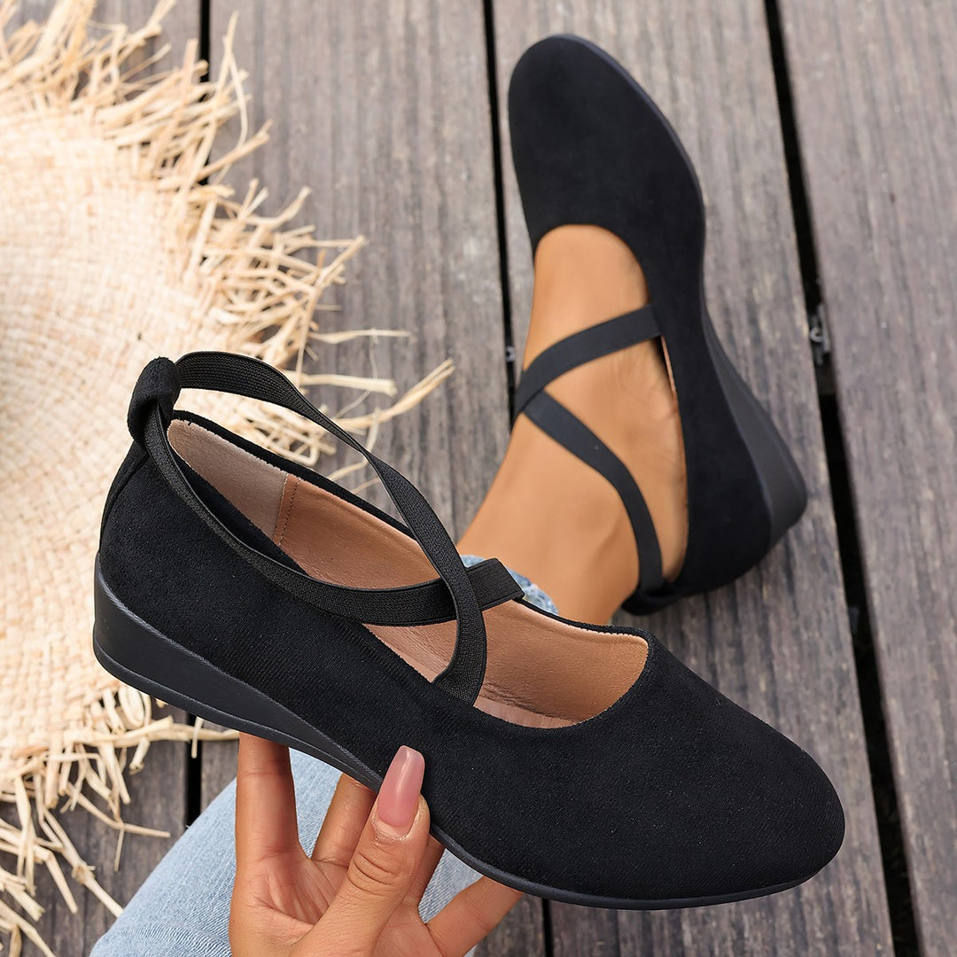 Damen komfortable Wedge-Pantoletten mit verstellbaren Riemen R&B