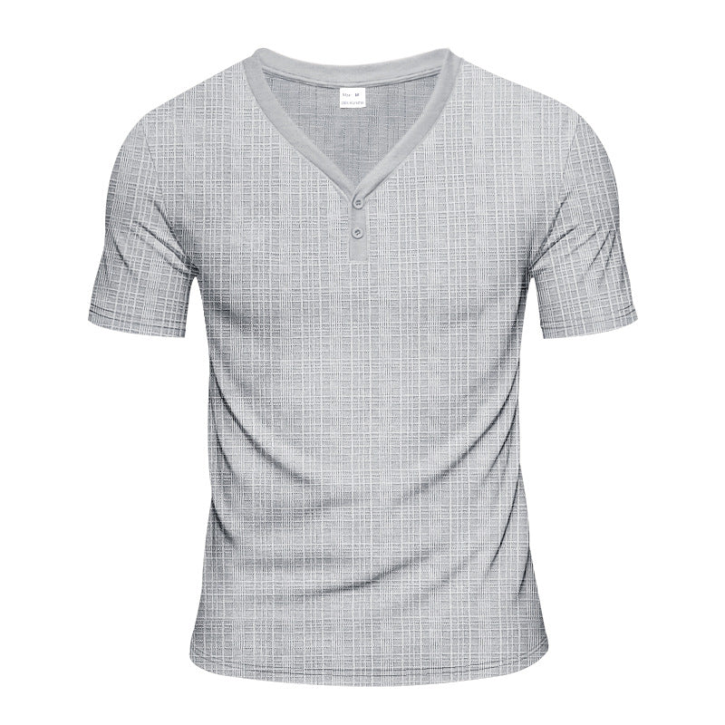 Herren Kurzarm Henley-Shirt mit strukturiertem Design und praktischen Knopfdetails R&B