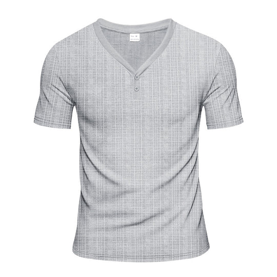 Herren Kurzarm Henley-Shirt mit strukturiertem Design und praktischen Knopfdetails R&B