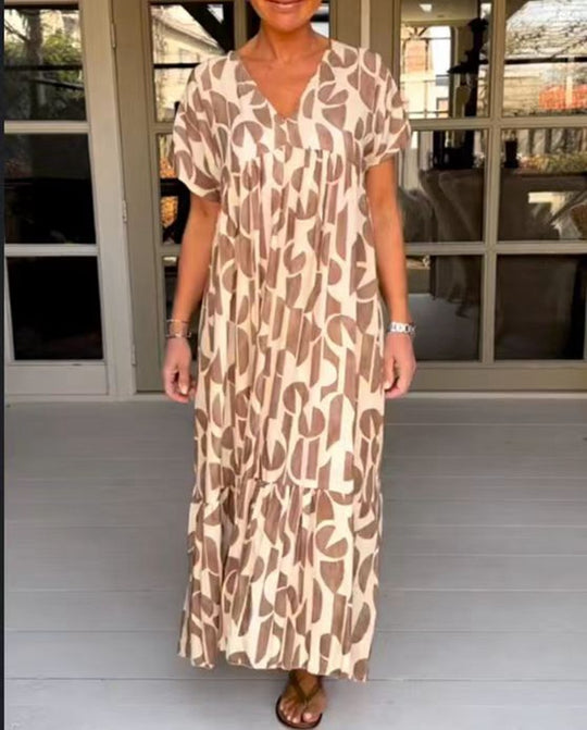 Damen Maxikleid mit modernem grafischen Design Heidi-Mode