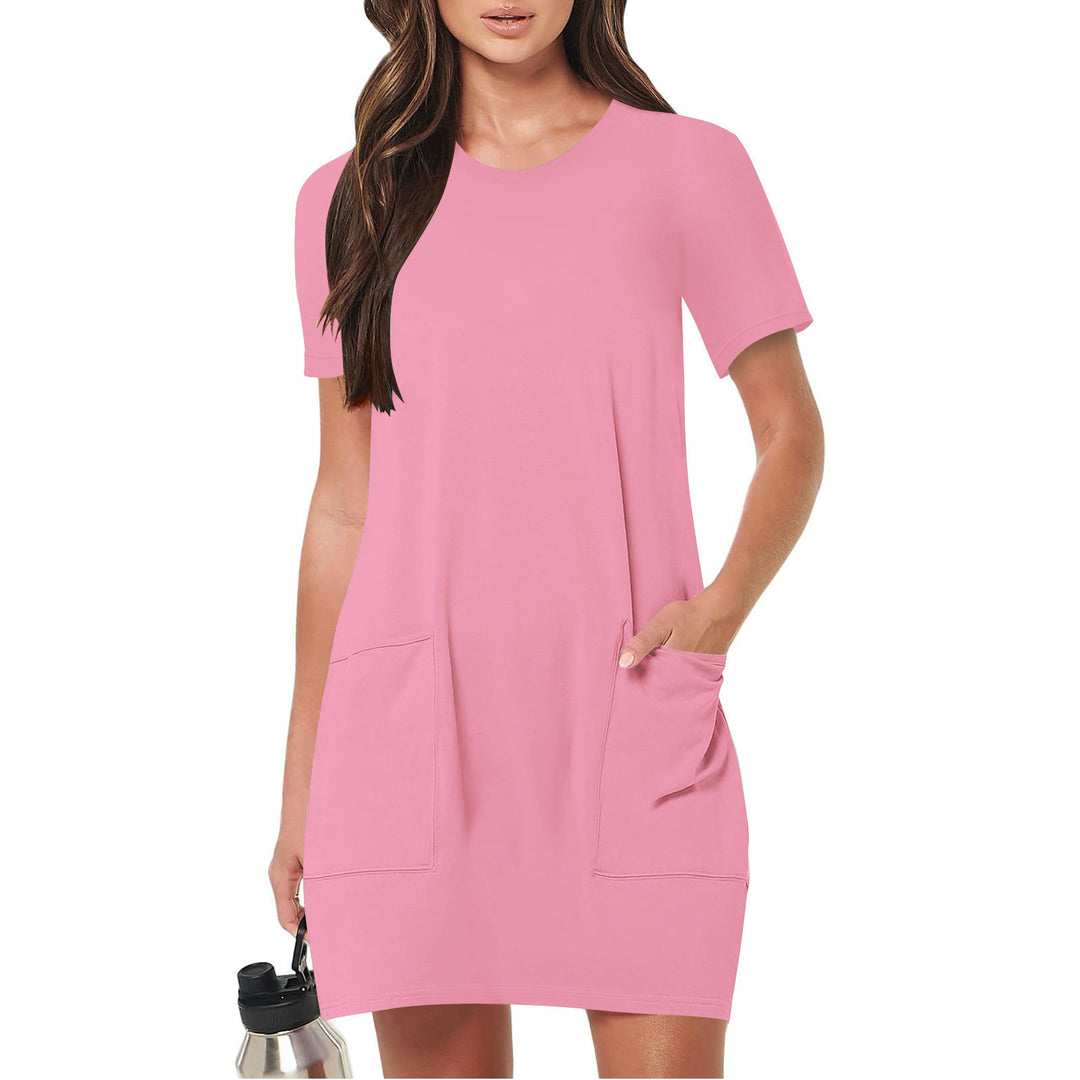 Damen lässiges T-Shirt-Kleid mit praktischen Taschen R&B