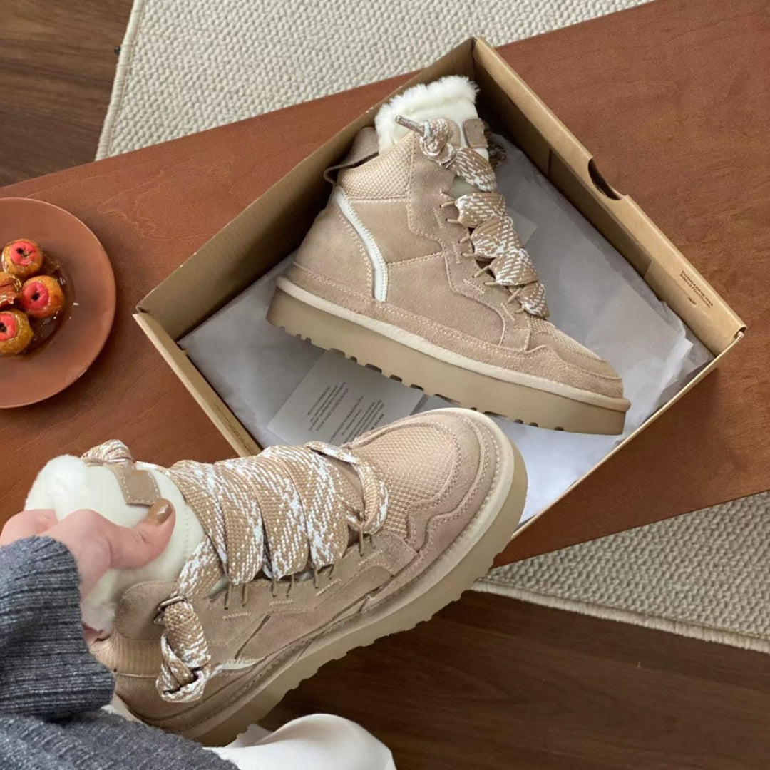 Damen Sportliche Sneaker mit warmem Futter und elastischen Schnürsenkeln R&B