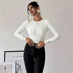 Damen Grobstrick Pullover mit dekorativen Knopfdetails