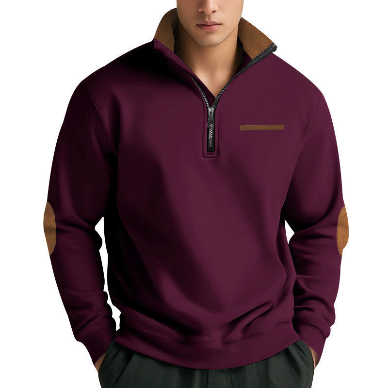 Herren Hochwertiges Sweatshirt mit Stehkragen und Reißverschluss R&B