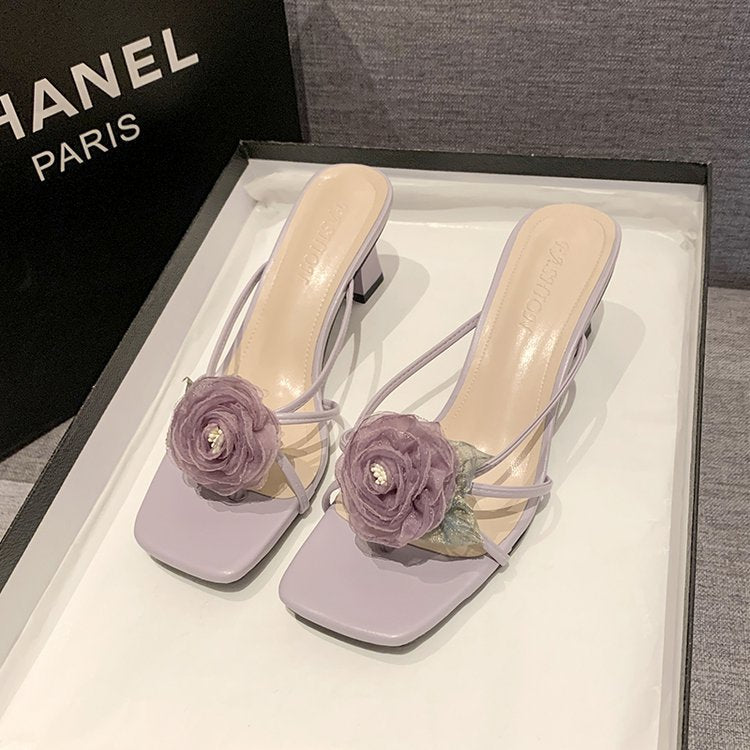 Damen elegante Sling-Badesandalen mit floralem Akzent R&B