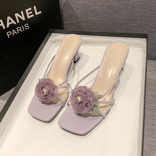 Damen elegante Sling-Badesandalen mit floralem Akzent R&B