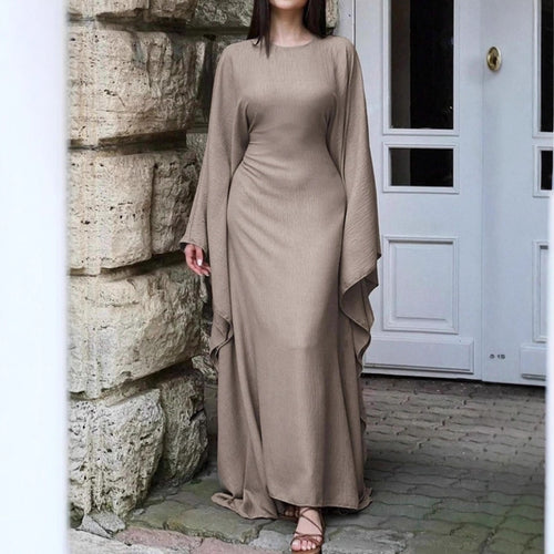 Damen Elegantes Maxikleid mit weiten Ärmeln und lockerem Schnitt R&B