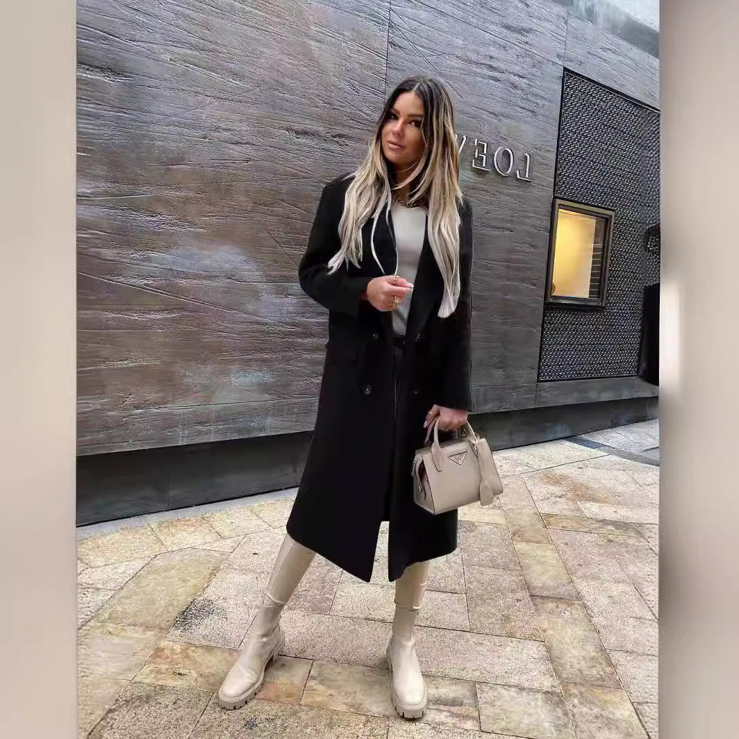 Damen Eleganter und zeitloser Wool Coat mit Doppelreiher R&B