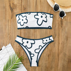 Damen Bandeau-Bikini mit floralem Muster und hohem Schnitt R&B