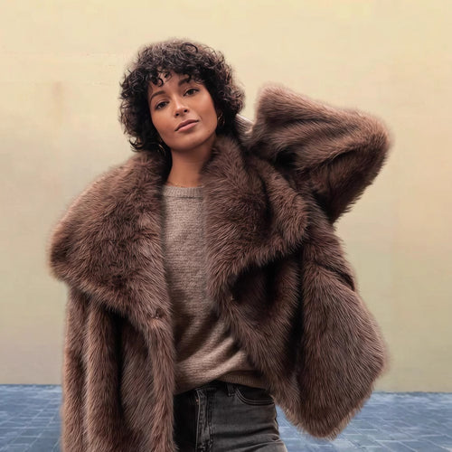 Damen Luxus Kunstpelzjacke R&B