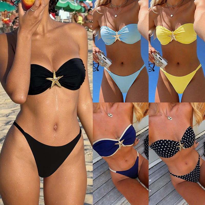 Damen Bandeau-Bikini mit strassbesetztem Stern R&B