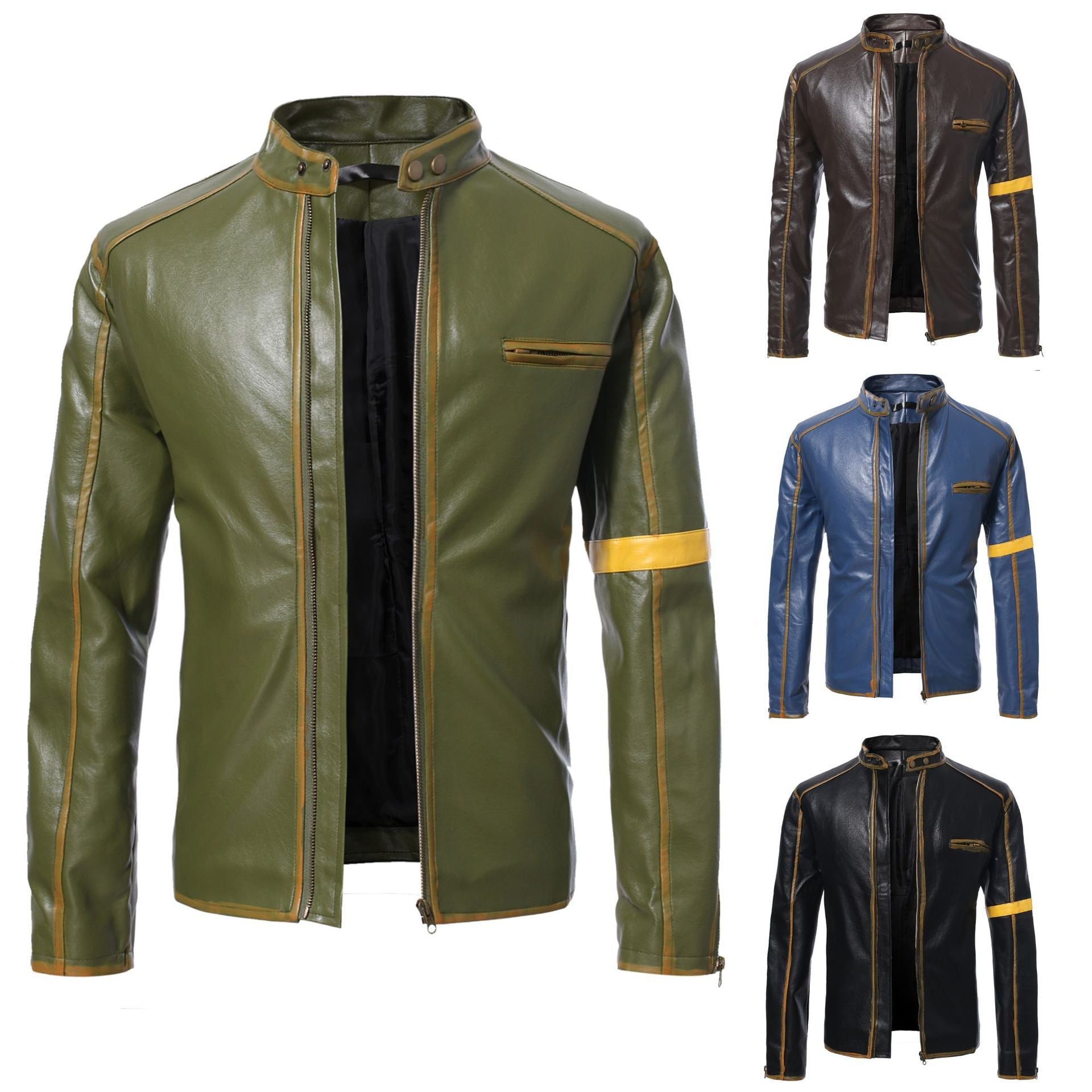 Herren Lederjacke mit Stehkragen