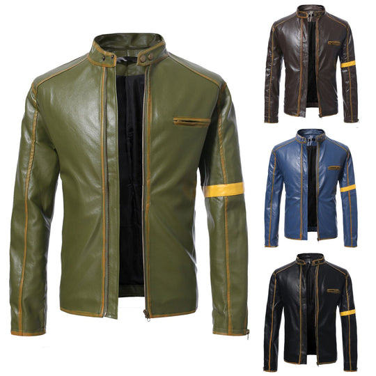 Herren Lederjacke mit Stehkragen