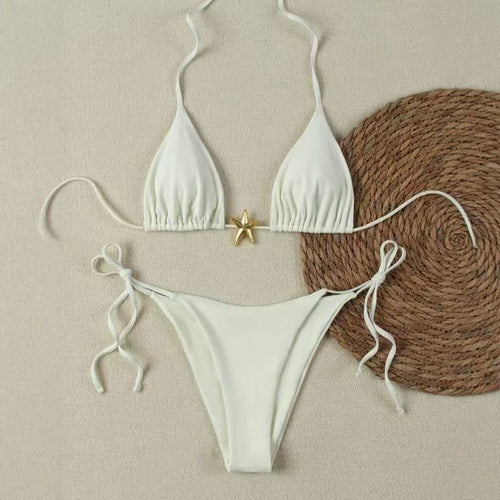 Damen Bikini-Set mit verstellbarem Triangel-Oberteil und hoher Taillenhose R&B