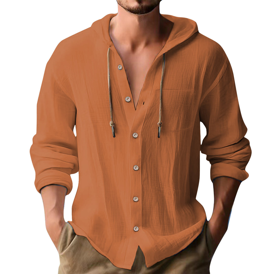 Herren lässiges Kapuzenshirt mit Knopfleiste und praktischen Taschen R&B