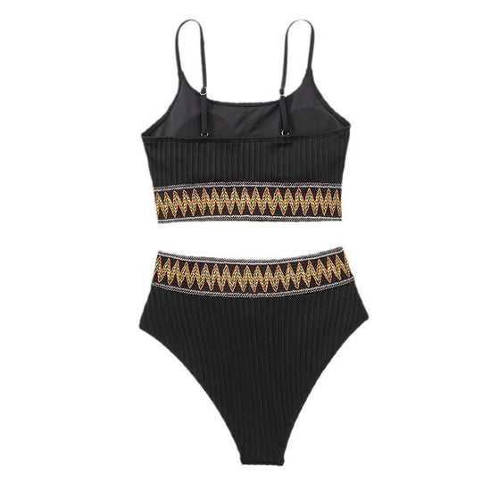Damen Hochgeschnittener Bikini mit gewelltem Design R&B