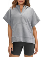 Damen lässiger Kapuzenpullover mit halbem Reißverschluss R&B