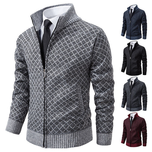 Herren stilvolle Strickjacke mit hochwertigem Zipper R&B
