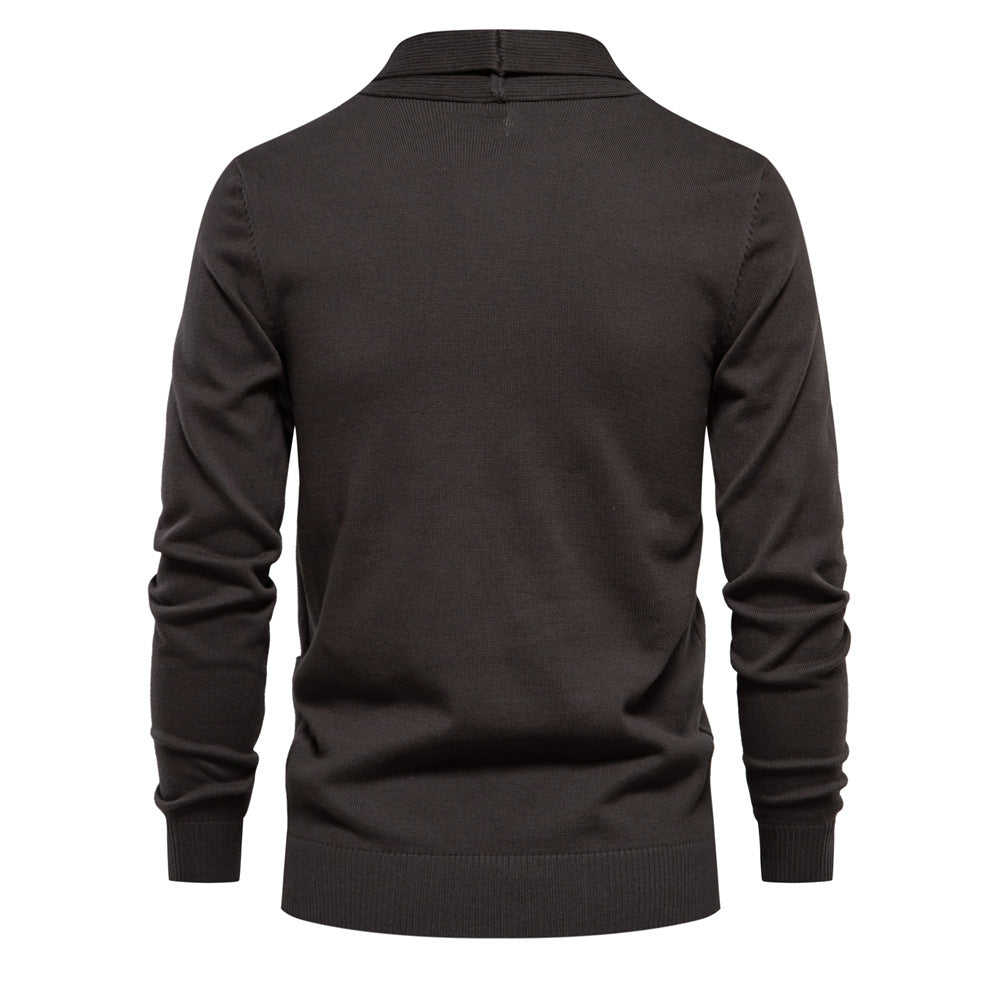Herren angenehme Strickjacke mit offenem Kragen und praktischen Taschen R&B