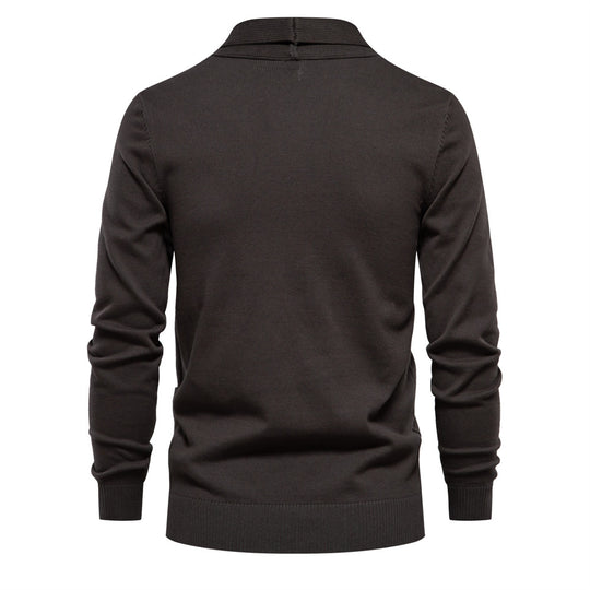 Herren angenehme Strickjacke mit offenem Kragen und praktischen Taschen R&B
