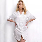 Damen Nachtkleid mit edler Spitze und seidigem Finish R&B