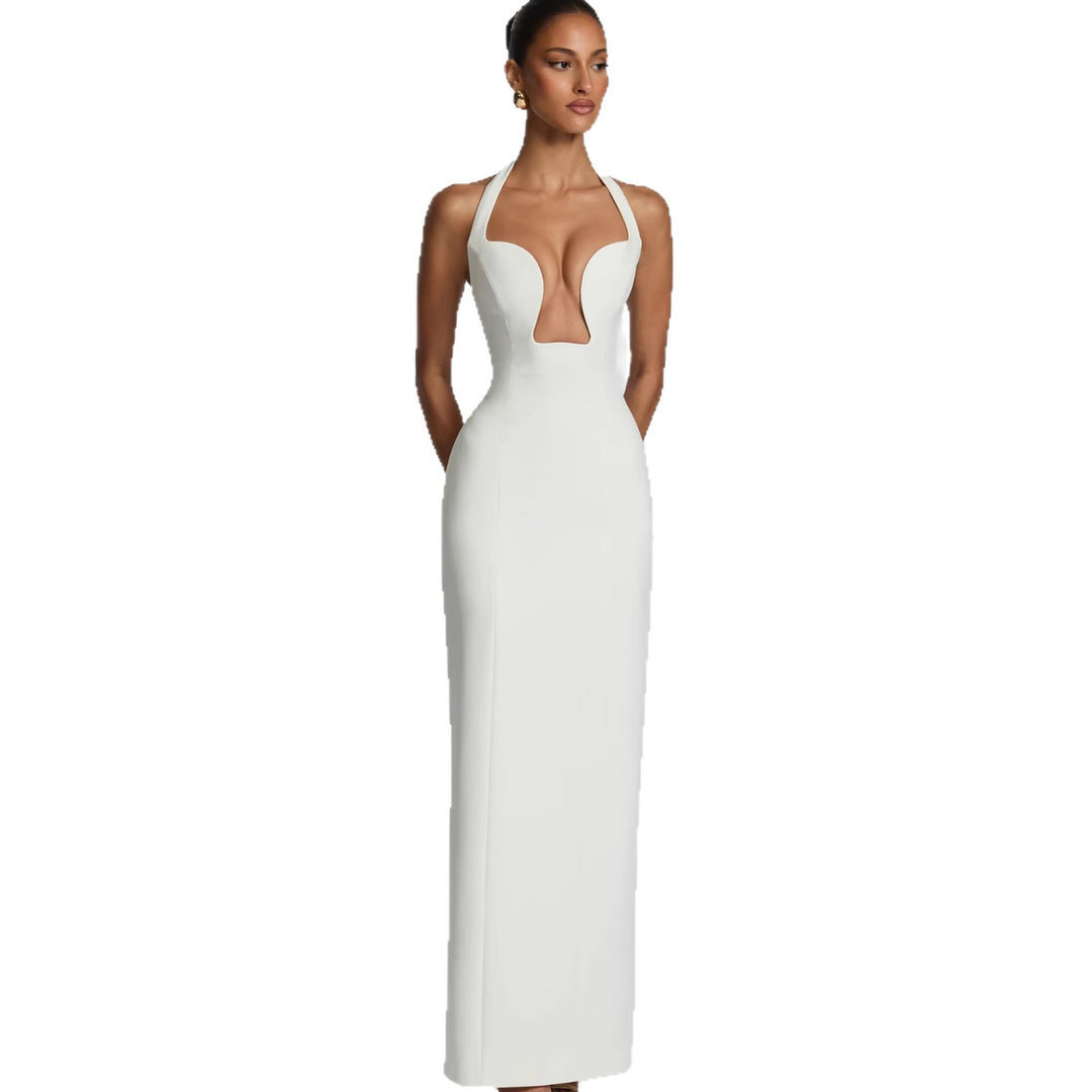 Damen Elegantes Abendkleid mit tiefem Herz-Ausschnitt und schwingendem Saum R&B