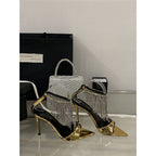 Damen spitze High Heel Sandalen mit funkelndem Strassbesatz R&B