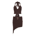 Damen Set aus Crop-Top und asymmetrischem Rock mit Rüschen-R&B