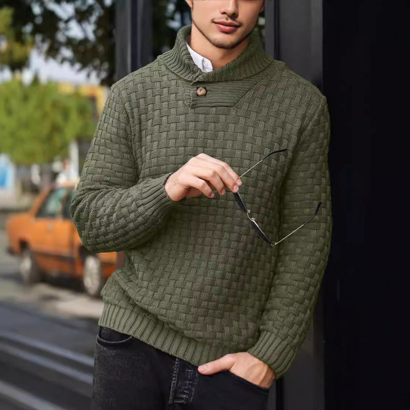 Herren Strickpullover mit Strukturiertem Muster und Modernem Stehkragen R&B
