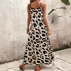 Damen Maxikleid mit Tiermotiv und spaghettiträgern R&B