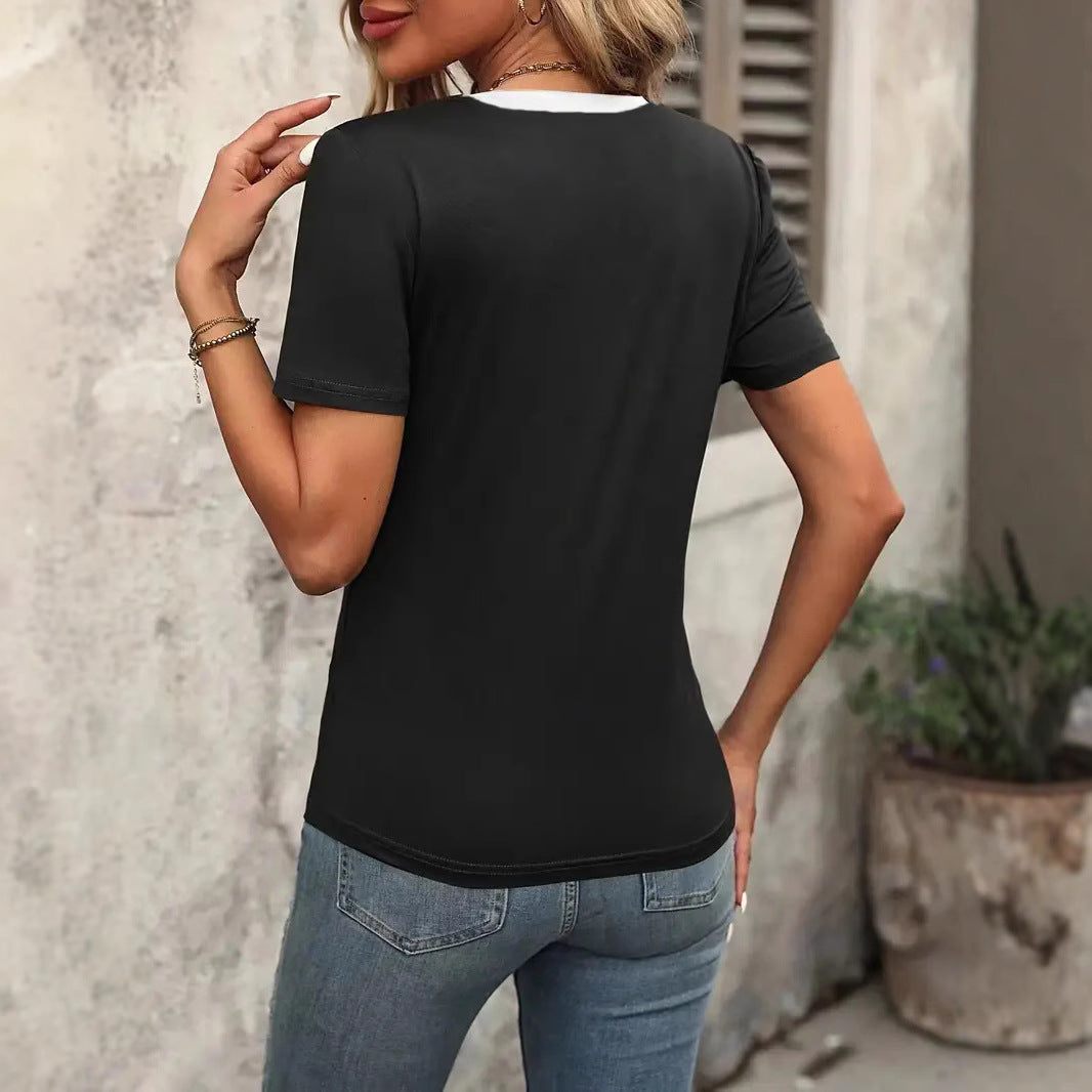 Damen T-Shirt mit V-Ausschnitt und lässigem Schnitt R&B