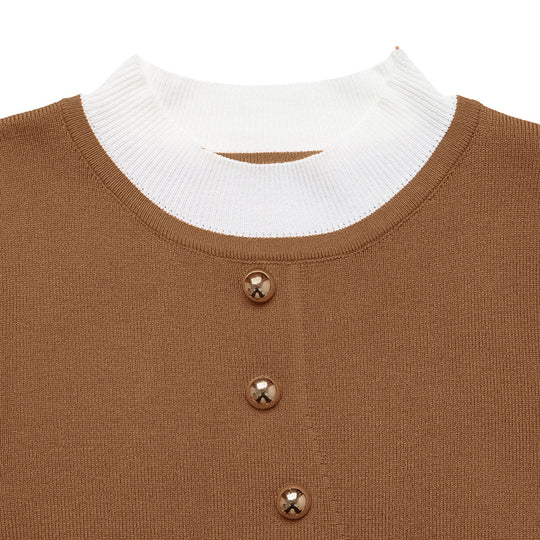 Damen Elegantes Strickoberteil mit kontrastierendem Hemdkragen R&B