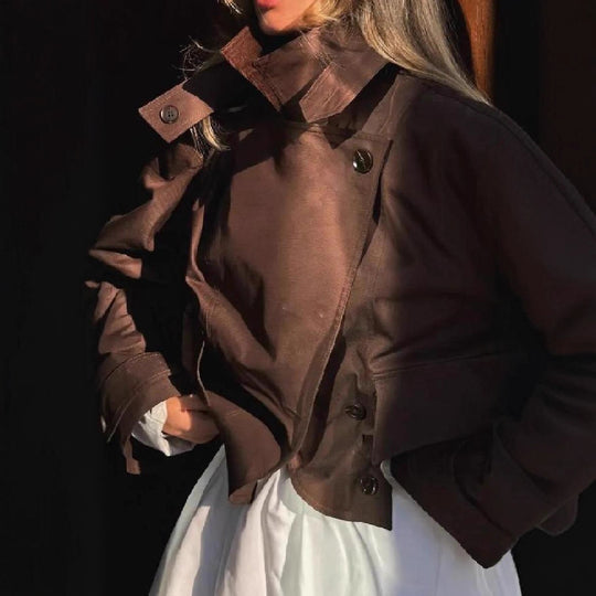 Damen Kurze Jacke mit lässigem Schnitt und großen Taschen R&B