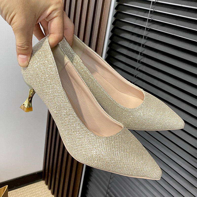 Damen Elegante Pumps mit funkelndem Akzent und geschwungenem Absatz R&B