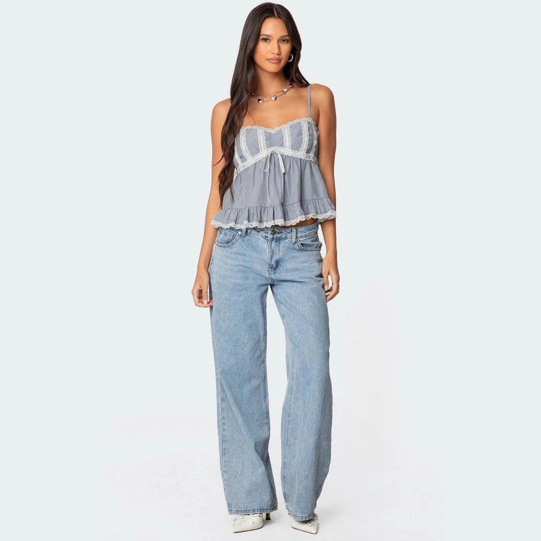 Damen Raffiniertes Sommeroberteil mit Spitzenakzenten und luftiger Silhouette R&B