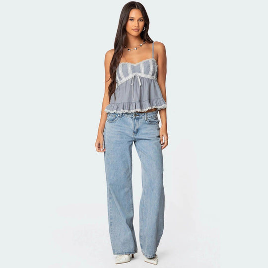 Damen Raffiniertes Sommeroberteil mit Spitzenakzenten und luftiger Silhouette R&B